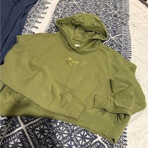 Nike Olive Green Cropped Hoodie
